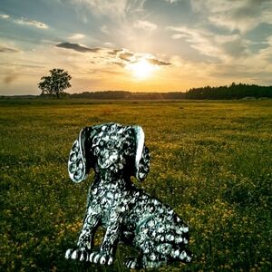 Black Rhinestone Puppy Dog Brooch